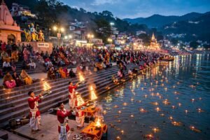 Triveni Ghat evening Ganga Aarti